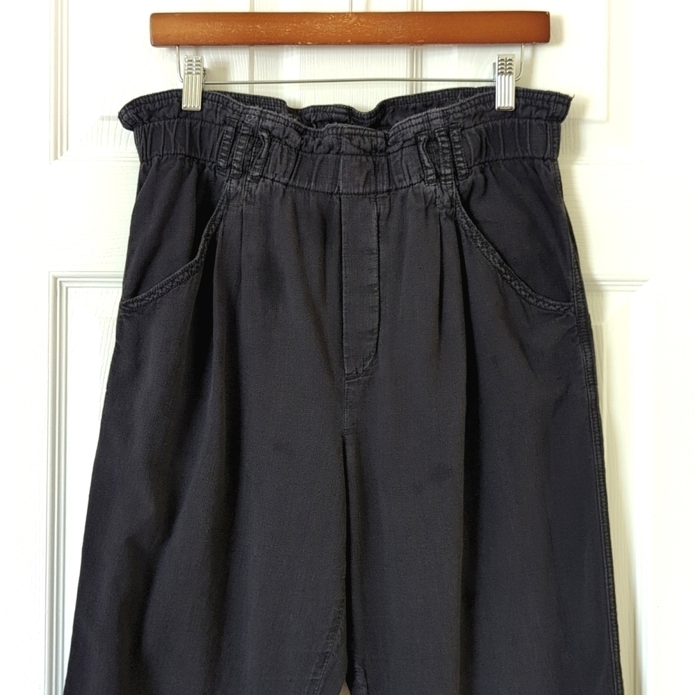 Anthropologie Malin Soft Woven High Waisted Tapered Leg Utility Pants Black SP - Picture 2 of 14